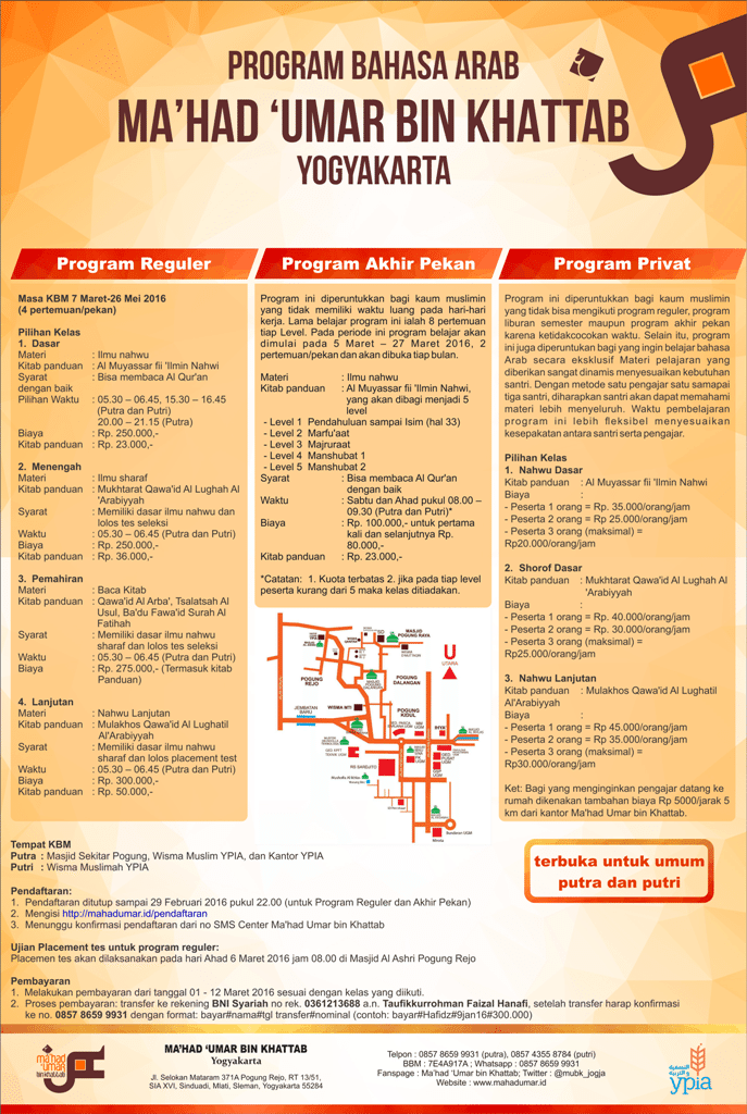 Pendaftaran Program Bahasa Arab Ma'had Umar bin Khattab 