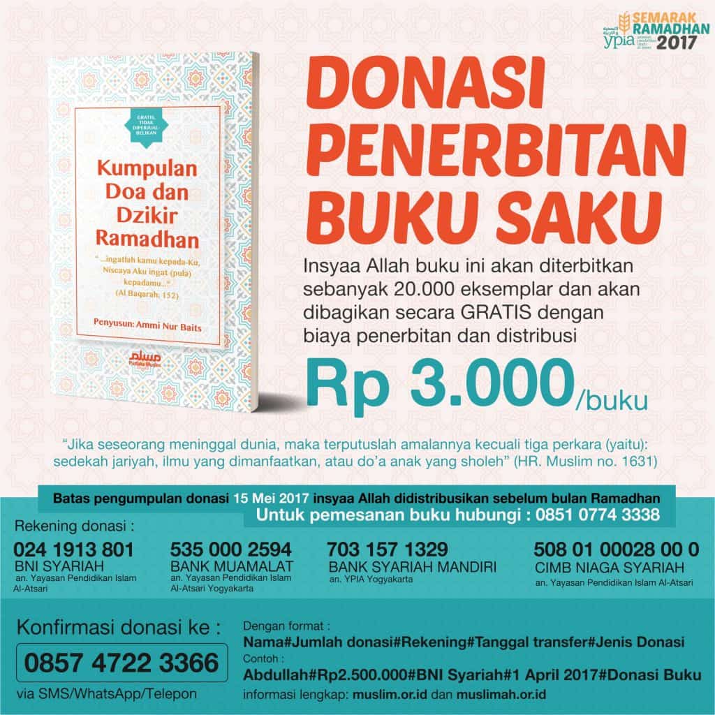  Donasi Buku Gratis Doa dan Dzikr Ramadhan 1438 H 